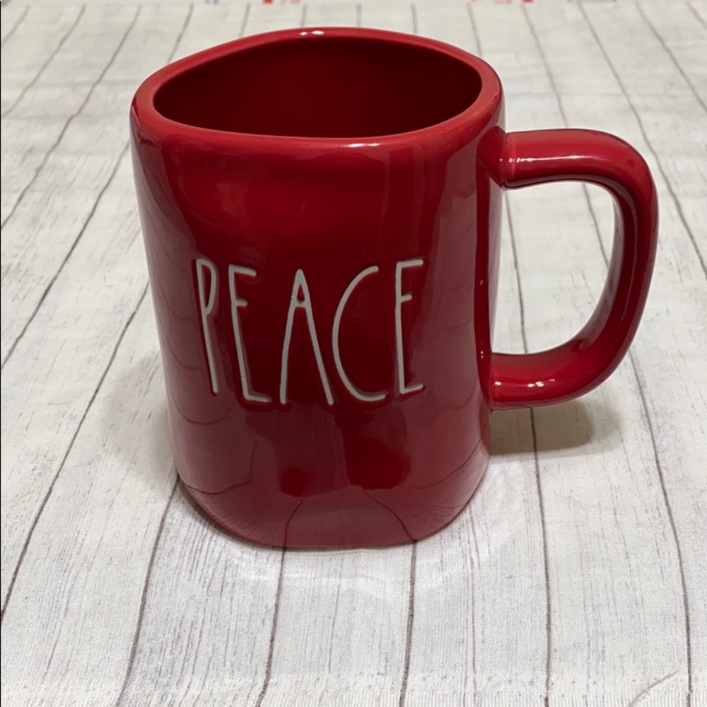 Rae Dunn Red "PEACE" Ceramic Mug